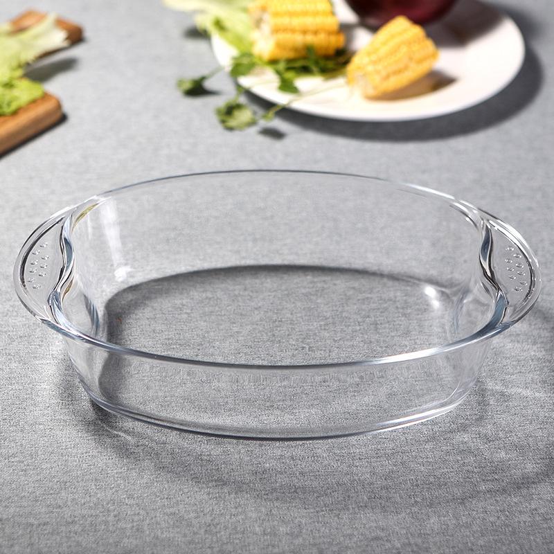 bo jiang tempered glass dish restaurant home round roasting plate baked rice plate binaural fish dish microwave oven available Item Picture