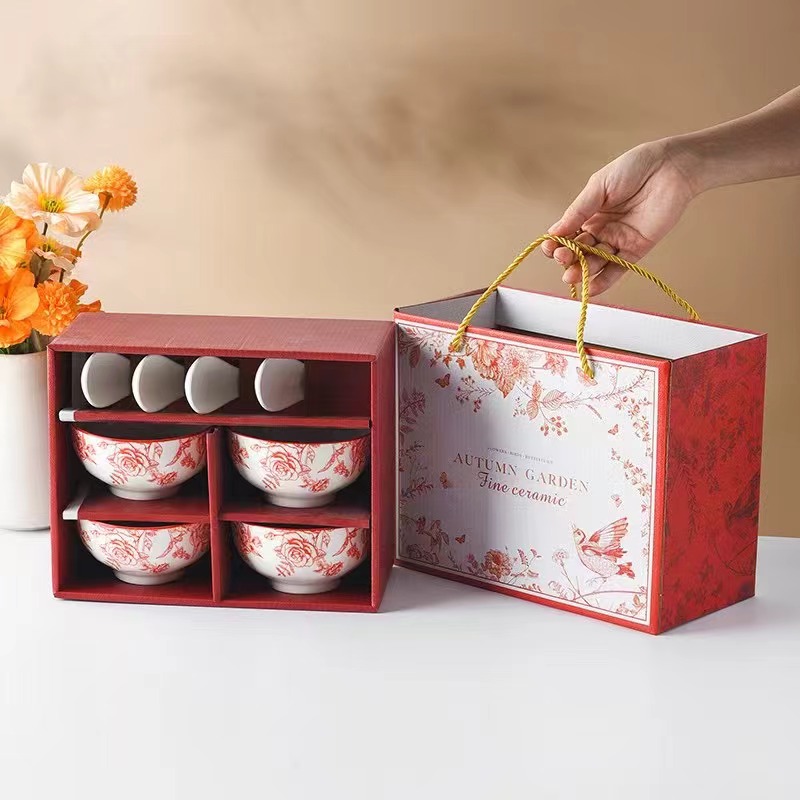 陶瓷餐具套装碗陶瓷盘礼品小套装米饭碗平盘方盘圆盘冷菜盘面碗瓷伴手礼礼品盒餐具套装详情图5