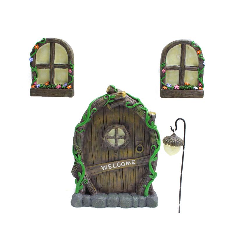Cross-Border Resin Doors and Windows Pendant Luminous Doors and Windows Tree Pendant Courtyard Garden Decorations Resin Crafts Tree Decoration Item Picture