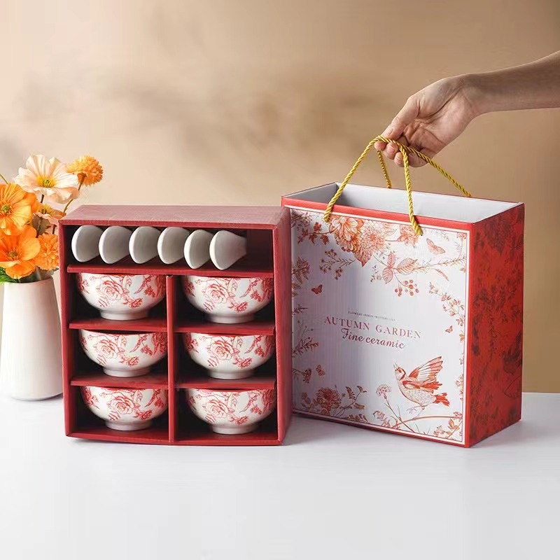 陶瓷餐具套装碗陶瓷盘礼品小套装米饭碗平盘方盘圆盘冷菜盘面碗瓷伴手礼礼品盒餐具套装详情图4
