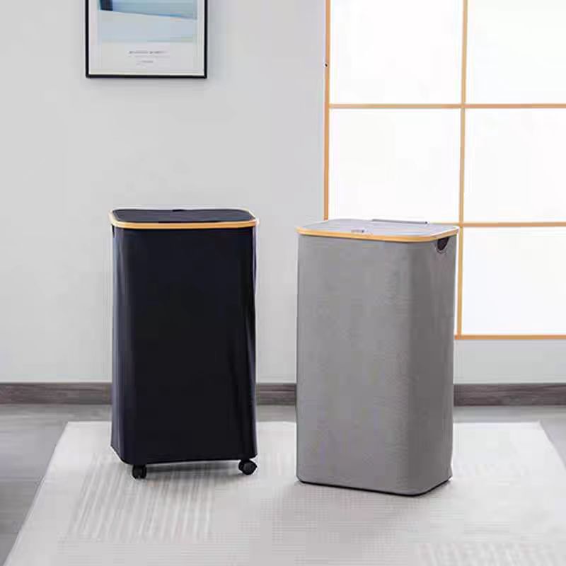 Household foldable dirty clothes basket with wheels, dirty clothes storage basket, Oxford cloth dirty clothes basket for storage details Picture