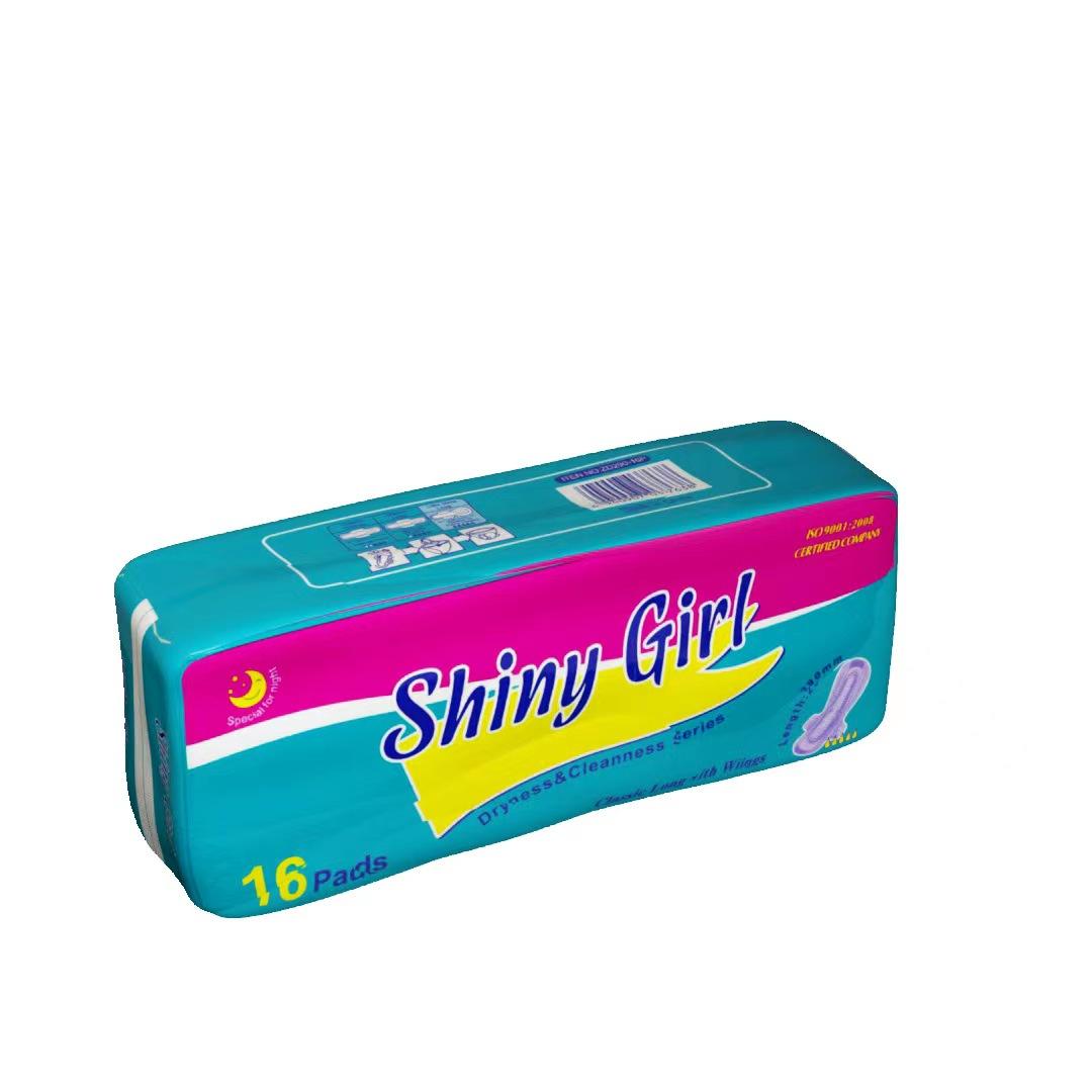 Shiny Girl Export Foreign Trade Day and Night Use Straight Sanitary Napkin 290mm Export Sanitary Napkin Sanitary Pads Factory