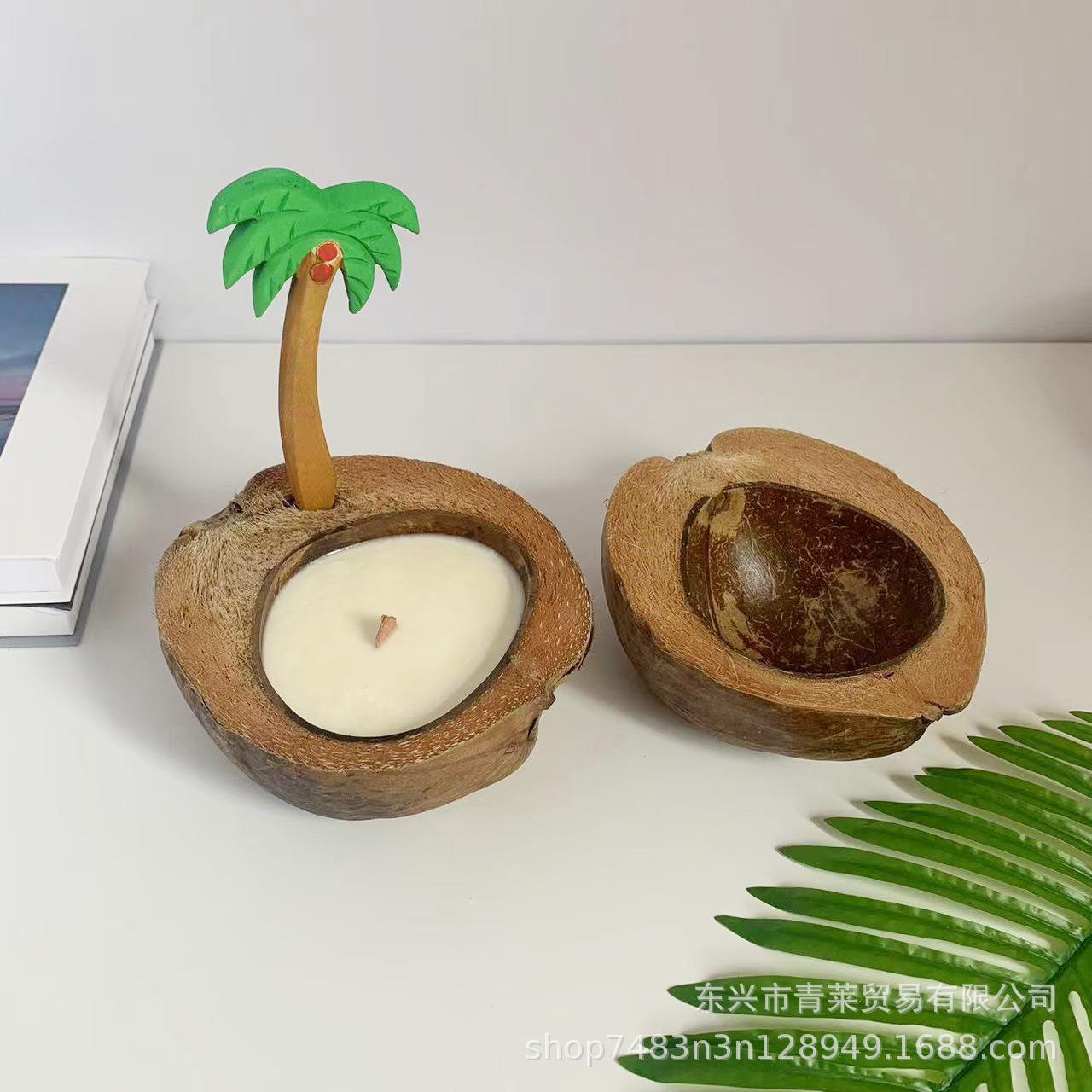 Vietnam Natural Jar Watering Candle Coconut Shell Charcoal Scented Candle with Leather Coconut Shell Charcoal Bowl Creative Coconut Pen Coconut Shell Charcoal Lot