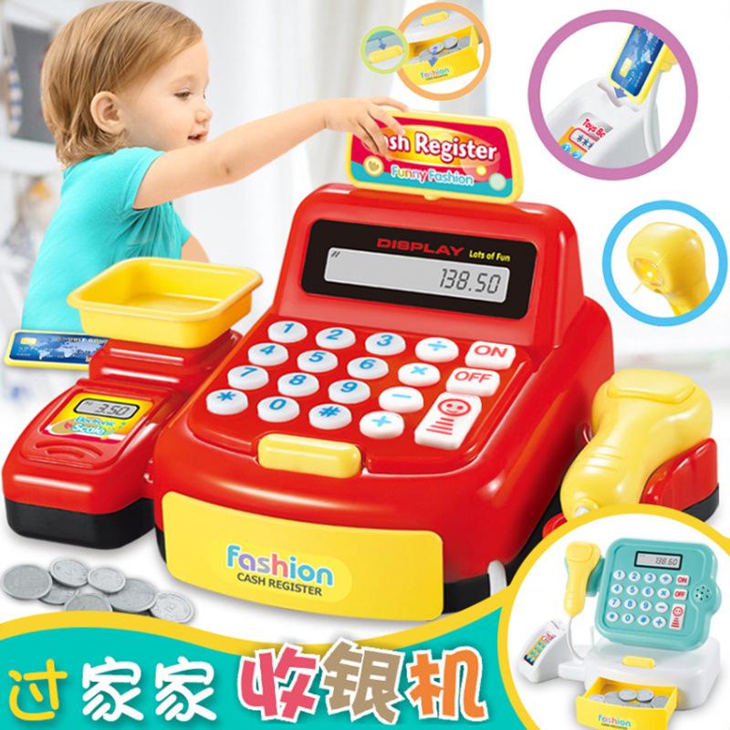 children's cash register play house cute toy lighting sound simulation scanner supermarket calculator stall wholesale full figure