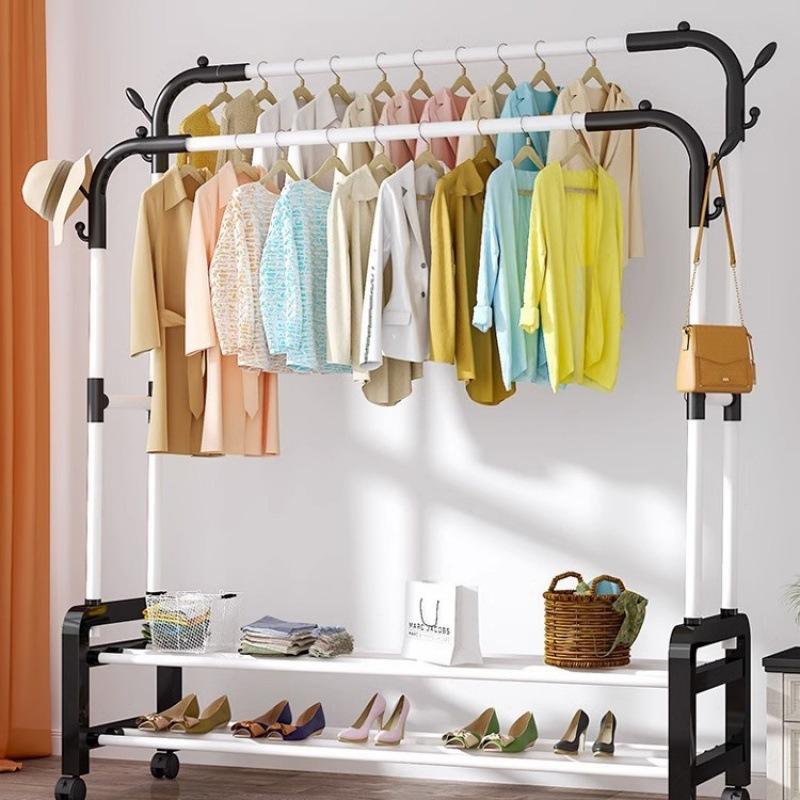 plastic combination floor coat rack household clothes hanger indoor floor-standing rack clothing rack storage clothing rod