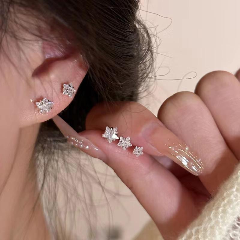 silver jewelry s925 sterling silver shining star ear studs fashion simple ear jewelry