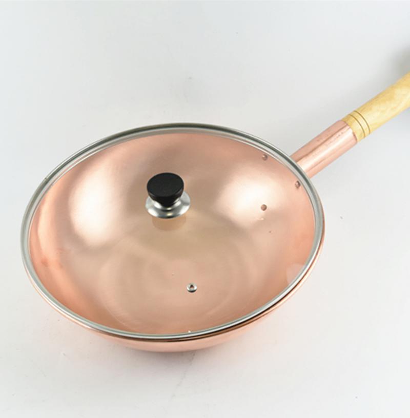 pure copper wok non-stick pan household non-smoking wok non-stick pan uncoated non-stick pan copper mori
