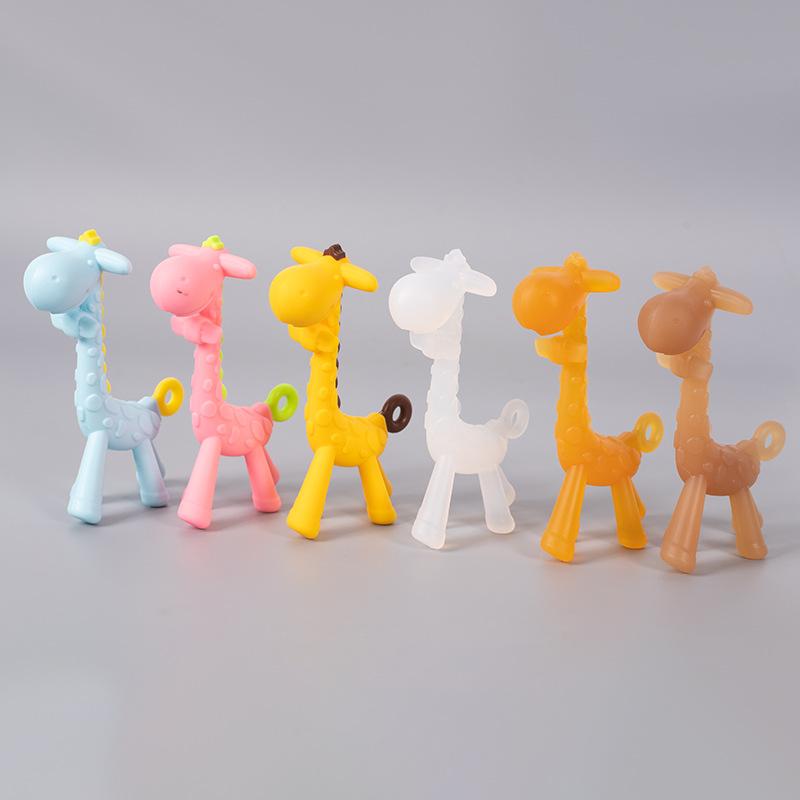 factory wholesale deer teether giraffe transparent color silicone teether teether grinding machine edible silicon munchkin soothing chews molar rod Specification drawing