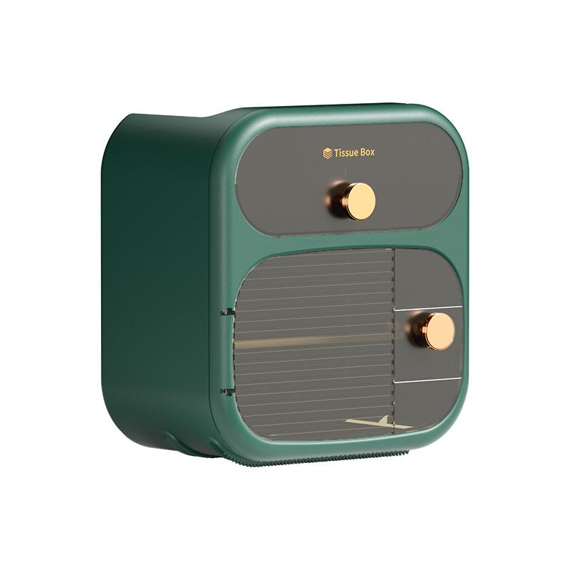 Toilet Tissue Holder Punch-Free Waterproof Toilet Paper Box Wall-Mounted Toilet Paper Rack Double-Layer Tissue Box Item Picture