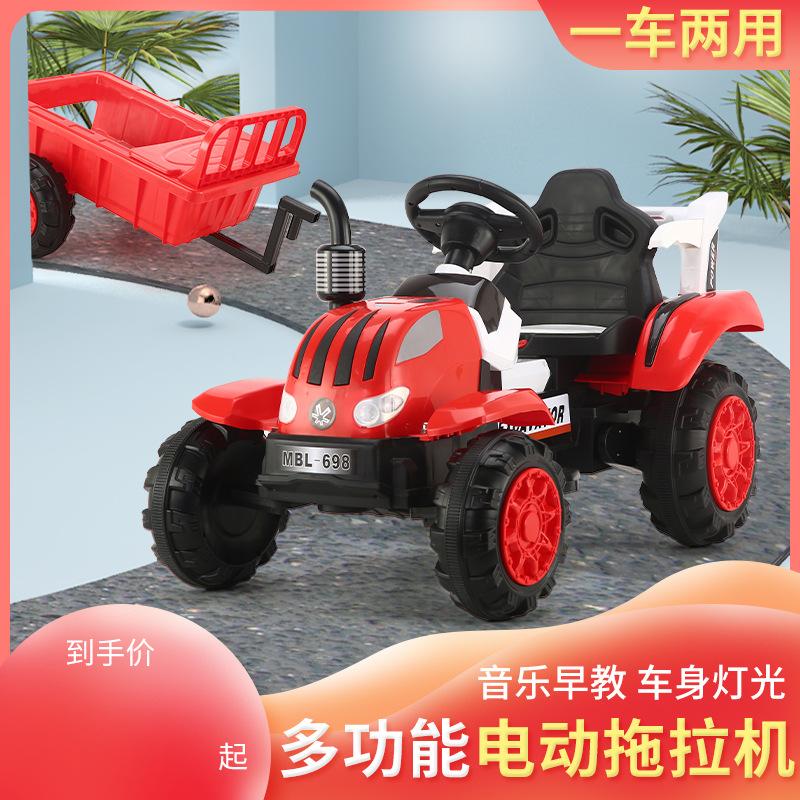 children's electric baby four-wheel electric tractor with bucket charging with music sitting oversized stroller toy details Picture