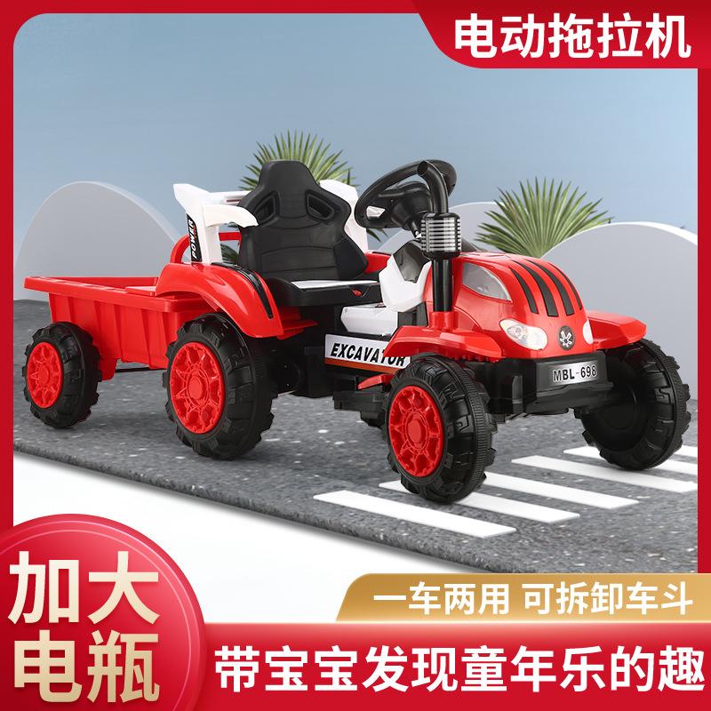children's electric baby four-wheel electric tractor with bucket charging with music sitting oversized stroller toy full figure