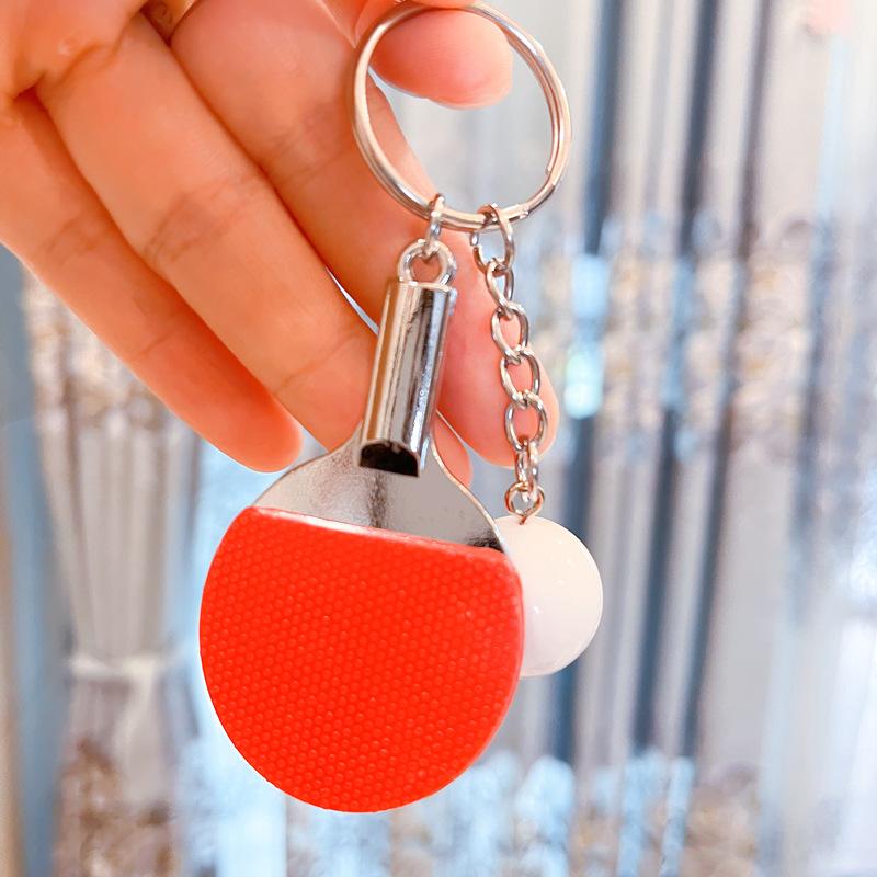 cross-border table tennis keychain mini table tennis key accessories craft gift table tennis key ring wholesale
