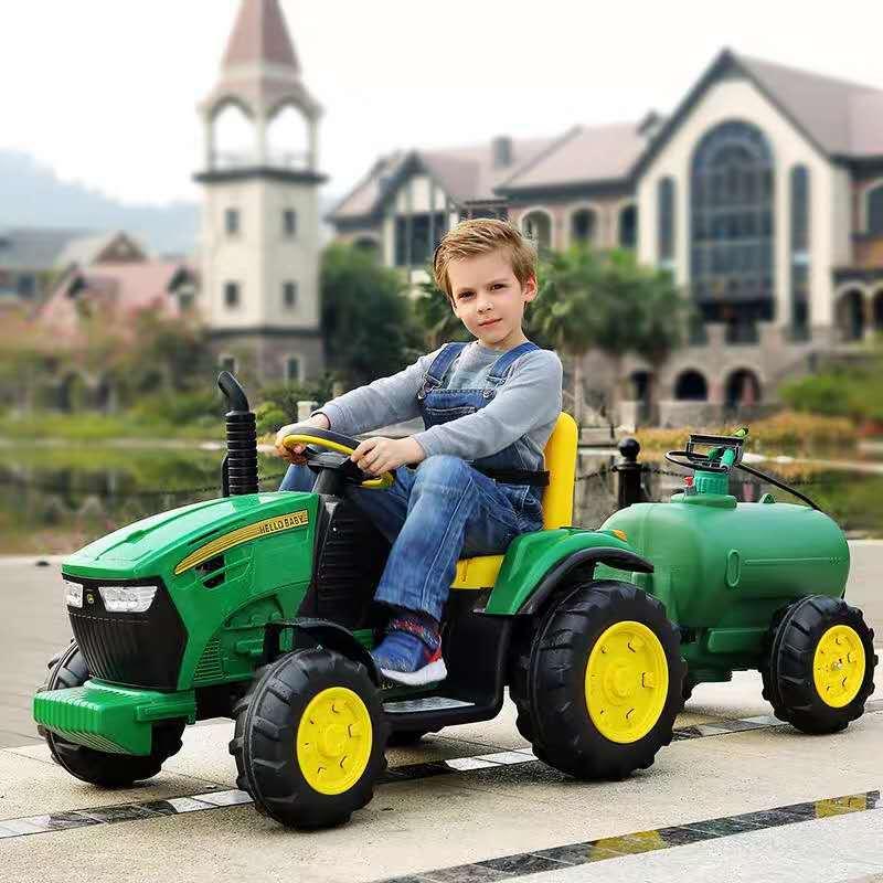 new oriental red tractor children's electric car seat double with bucket truck toys four-wheel drive off-road vehicle details Picture