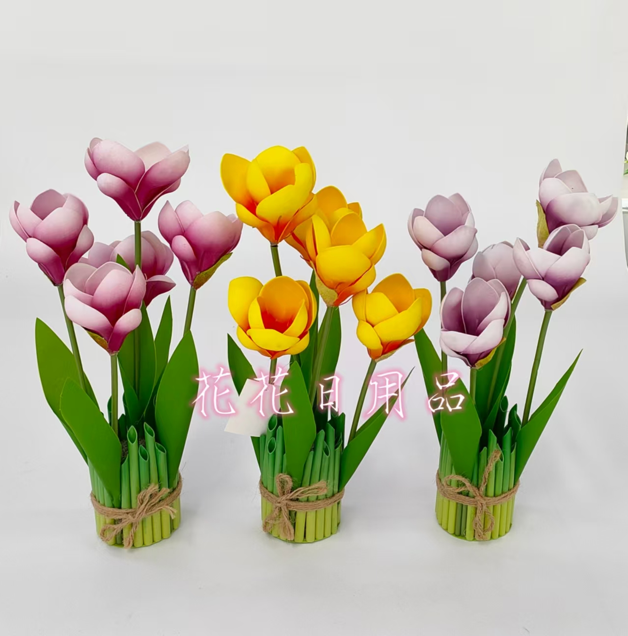 仿真花假花盆景5头莲花装饰品