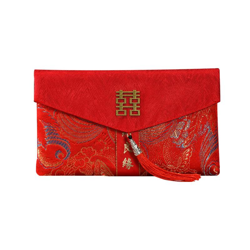 chinese retro 2023 new wedding fabric red envelop containing 10,000 yuan wedding supplies creative modified red envelope wedding supplies Item Picture