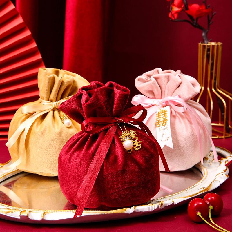 creative wedding supplies silk velvet yarn bag wedding candies box european-style wedding gift candy bag candy box wholesale full figure