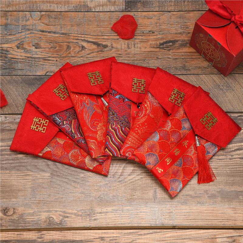 chinese retro 2023 new wedding fabric red envelop containing 10,000 yuan wedding supplies creative modified red envelope wedding supplies full figure