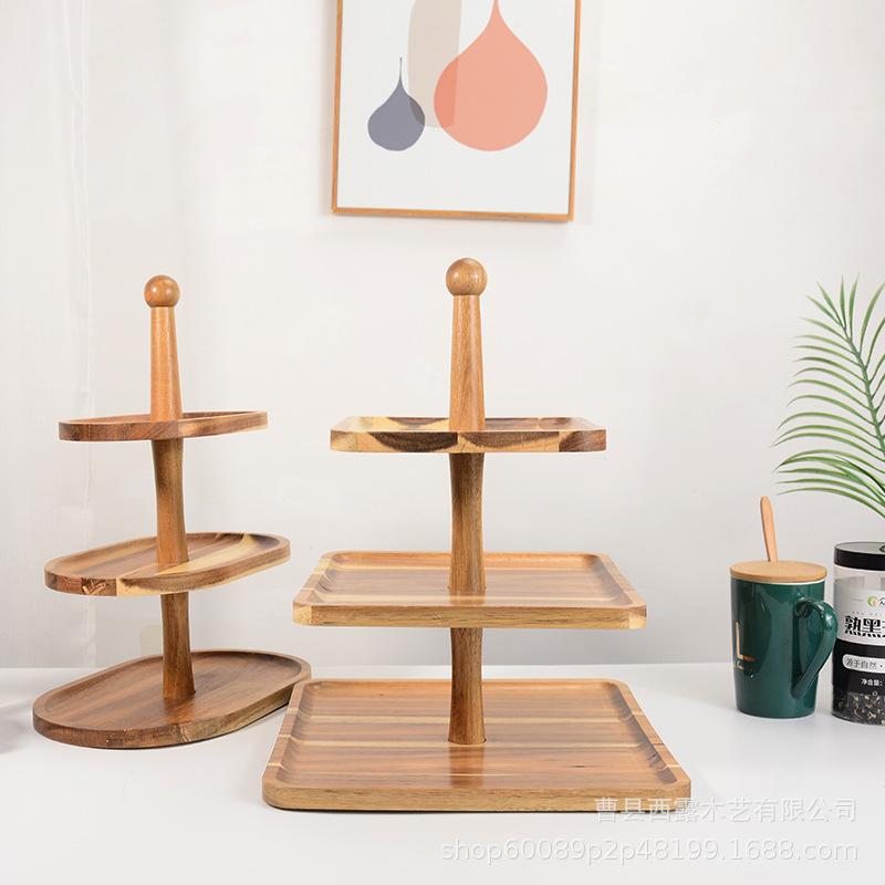 wooden cake stand dessert stand multi-layer wooden three-layer tray wooden cake stand wooden cake multi-layer tray