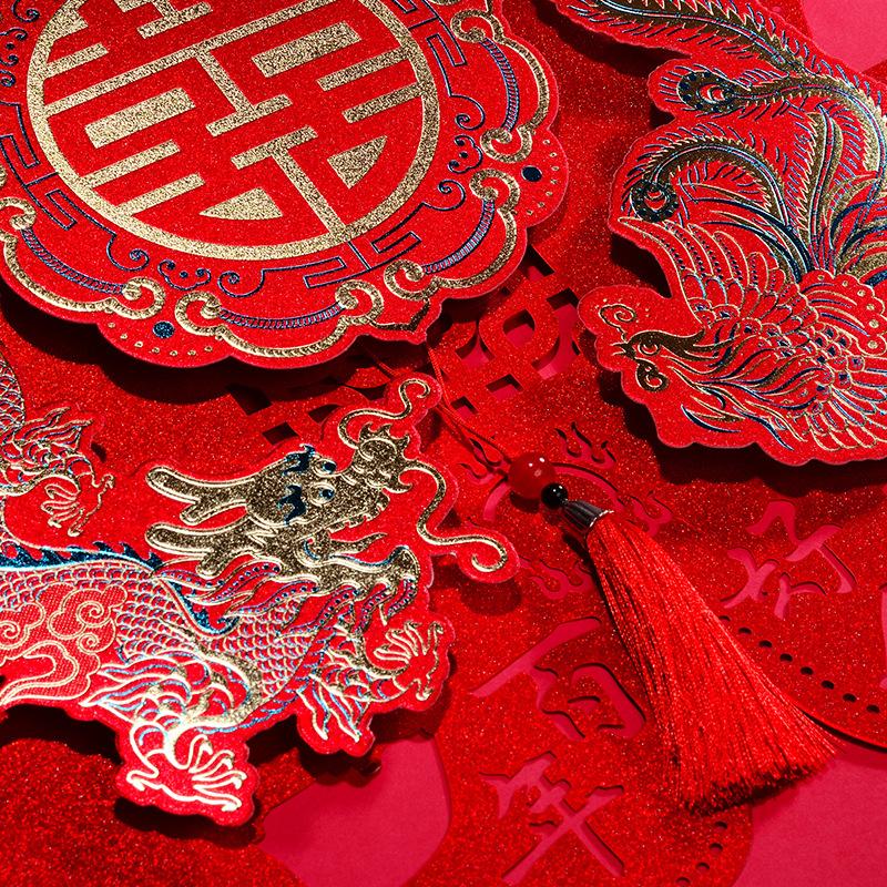 wedding supplies gilding wedding stickers window wedding room layout door paper cut wedding bedroom room large size Application Scenario