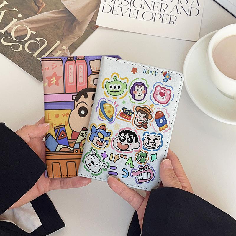crayon xiaoxin pu leather passport card holder passport cover id storage bag travel passport case document case