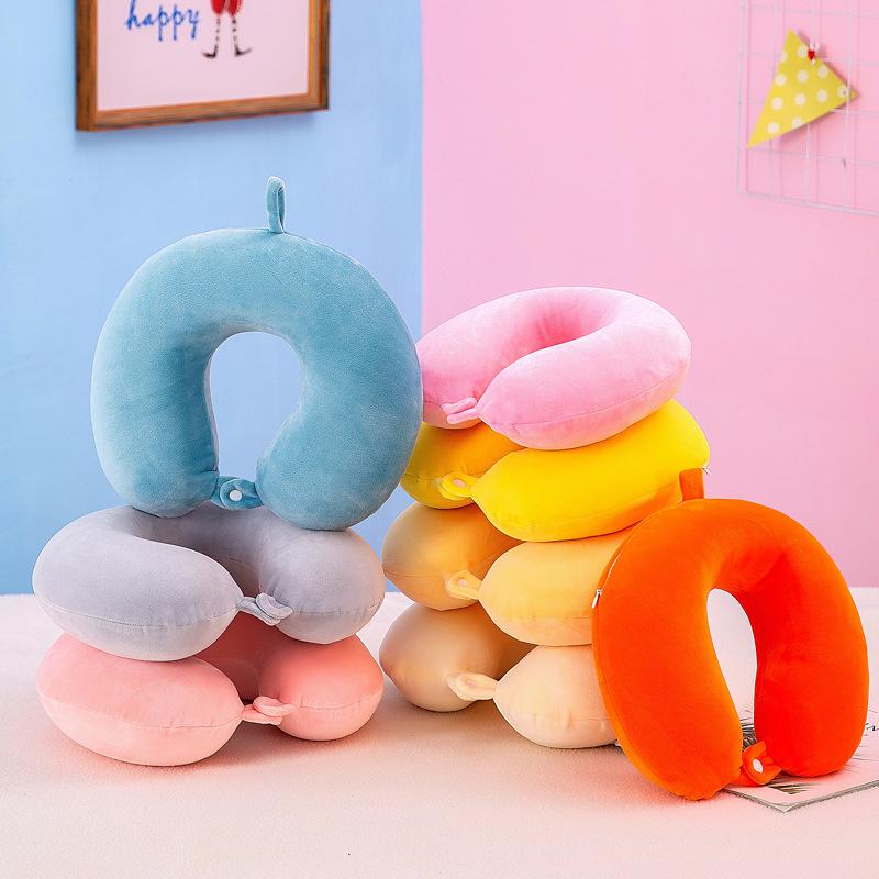 solid color memory foam u-shaped pillow round travel ne pillow memory foam u-shaped pillow head wholesale printed logo