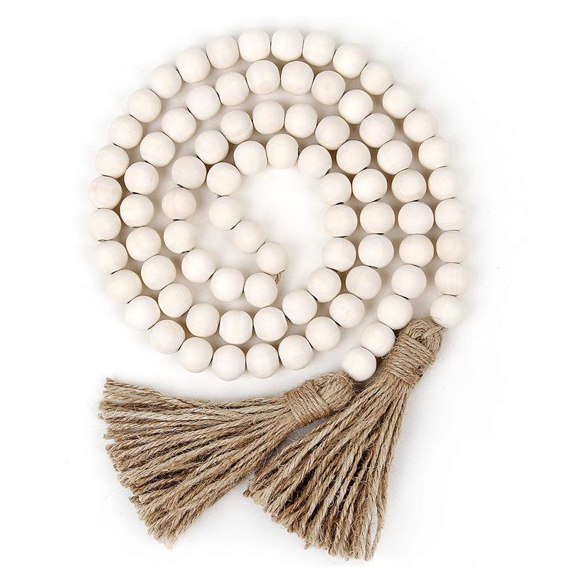 amazon hot sale wooden beads string wooden beads tassel pendant beads string home pastoral style decoration easter tray decoration