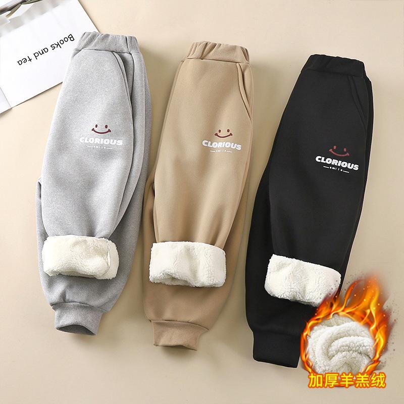 children's crawler thickened fleece-lined winter new boys' warm pants baby track pants outer wear sweatpants crawler children's clothing