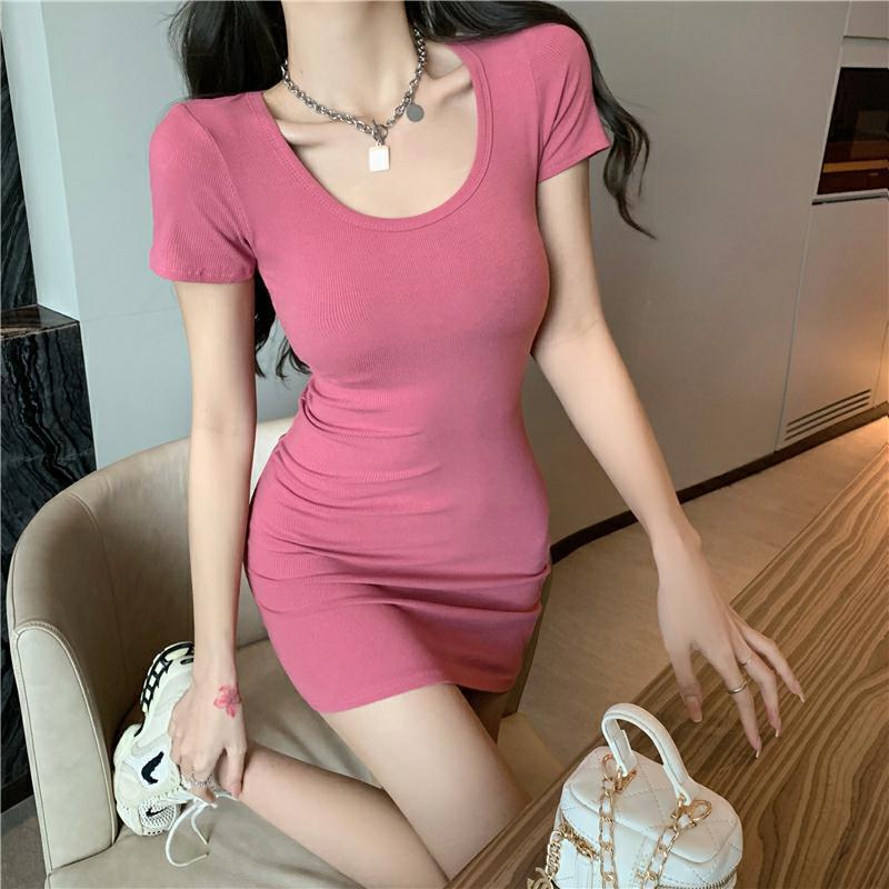 Pure Desire Sexy Tight Hot Girl Dress Women's Summer 2023 New Skirt Waisted Pink Slimming Dress