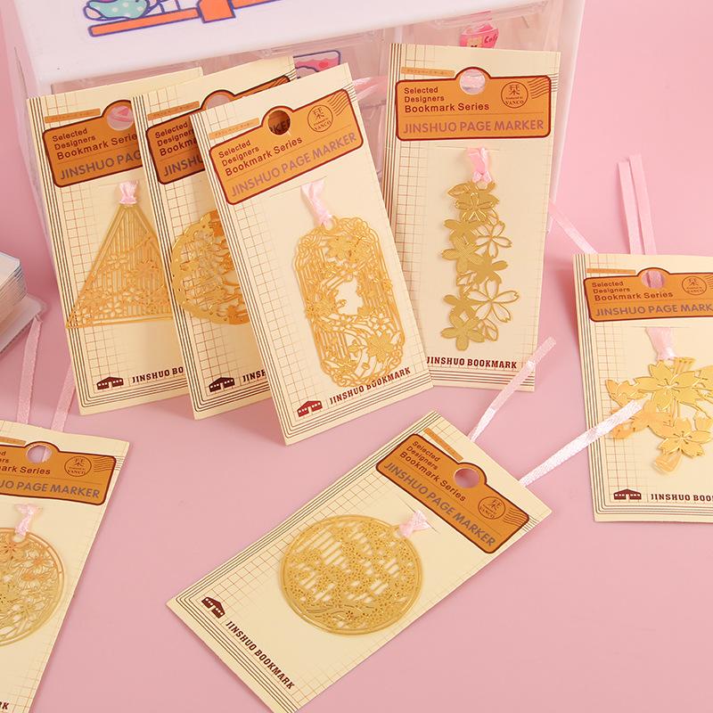hollow cherry blossom bookmark chinese style metal brass girl heart simple flip book holder fresh student gift bookmark full figure