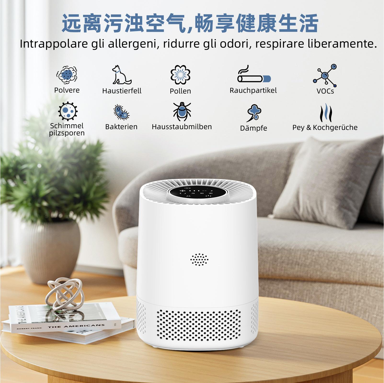 cross-border new arrival air purifier pj06 household desk desktop touch wifi smart air purifiers Specification drawing