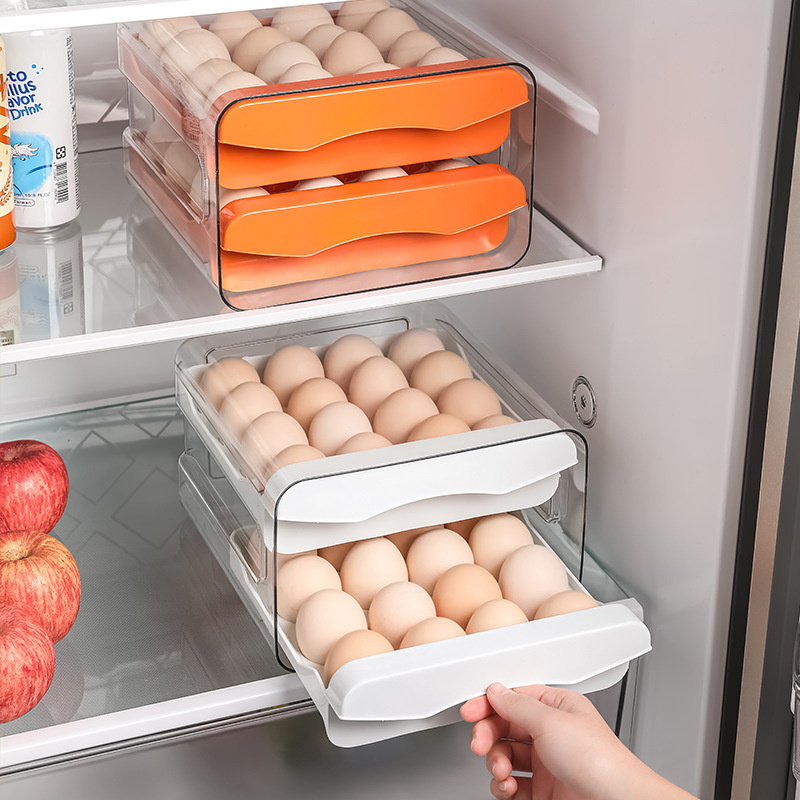 W74-8885 Egg box Food grade household refrigerator drawer kitchen egg double layer storage box full figure