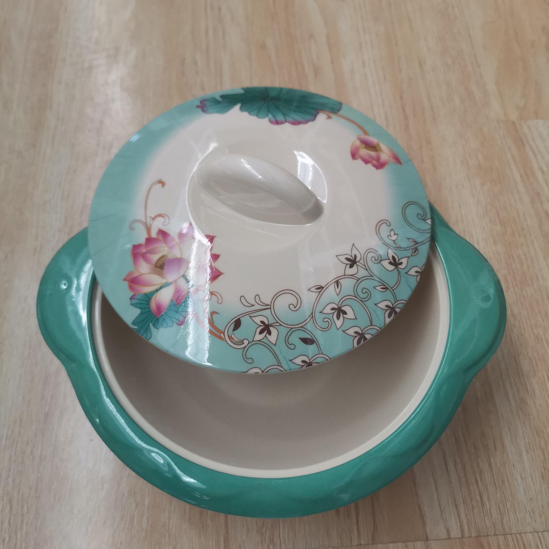 Foreign Trade Exported to Africa New Style with Handle Tureen 9.6-Inch 10.6-Inch Beige Plastic with Lid Sauce Bowl Item Picture