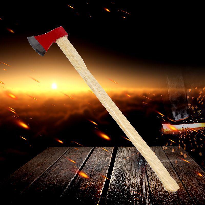 agricultural tools reinforced long handle red dehui large board axe fire fighting firewood axe logging axe breaking and breaking mountain axe details Picture