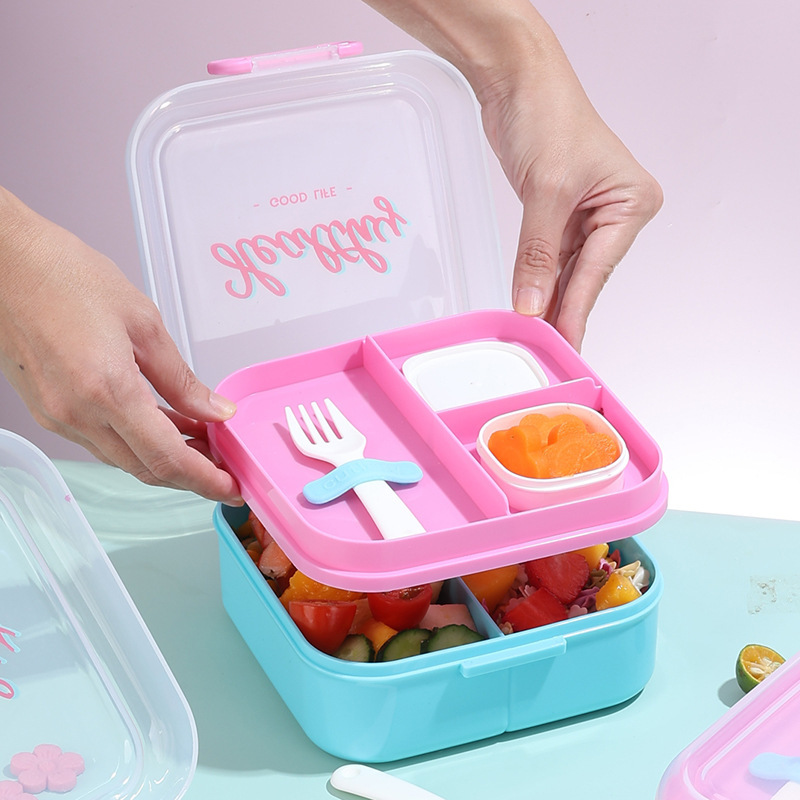 S42-6788 Double-layer lunch box Food-grade plastic divided lunch box can be put into the microwave office lunch box details Picture