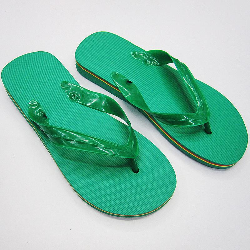 foreign trade export to africa 915pvc flip-flops green 5 nail thick bottom white pigeon flip-flops factory direct sales details Picture
