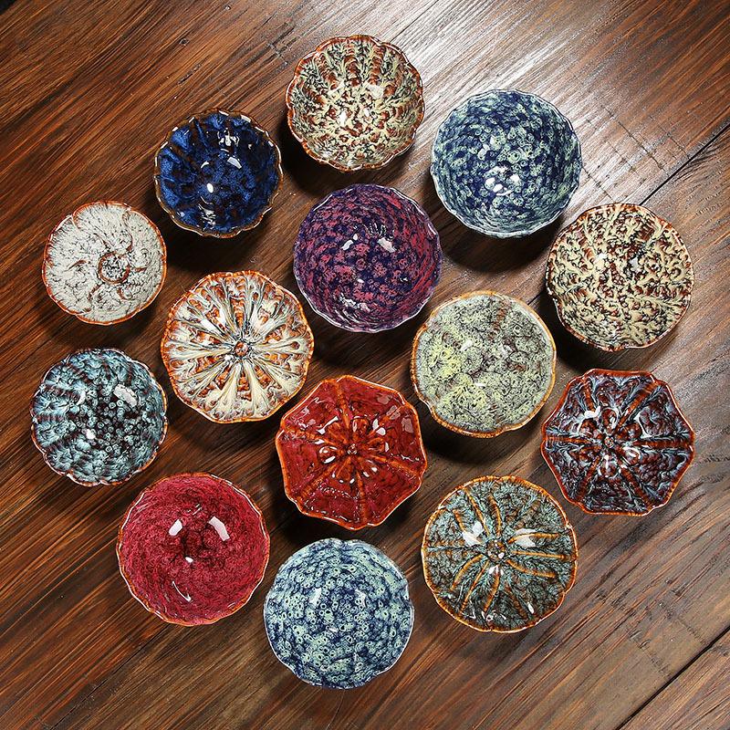 ceramic fambe jianzhan single cup temmoku glaze tea cup tea cup large master cup special-shaped cup tea cup bamboo-hat type cup tea bowl