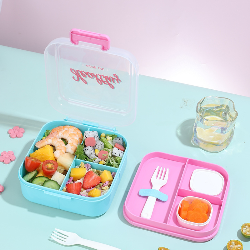 S42-6788 Double-layer lunch box Food-grade plastic divided lunch box can be put into the microwave office lunch box Specification drawing