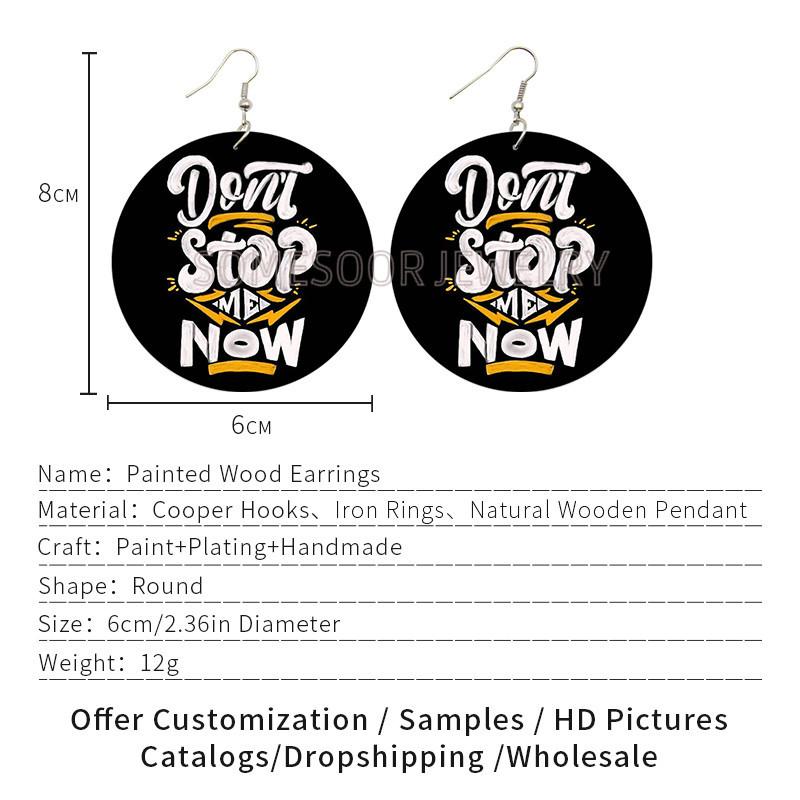 [Double-Sided Printing] Factory Direct Deliver AliExpress Amazon Hot European and American Fashion Africa 540 Wooden Earrings Specification drawing