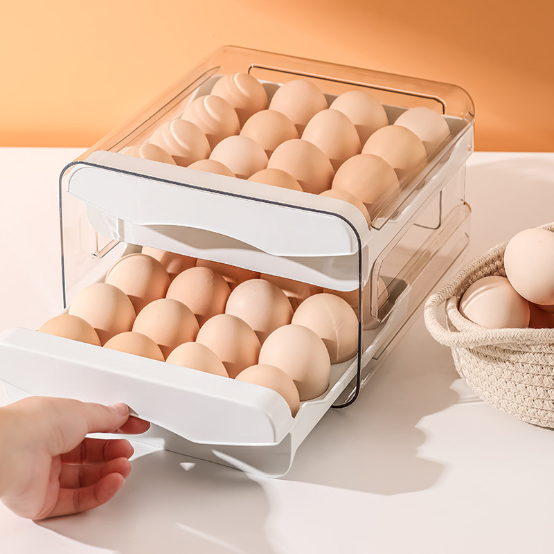 W74-8885 Egg box Food grade household refrigerator drawer kitchen egg double layer storage box details Picture