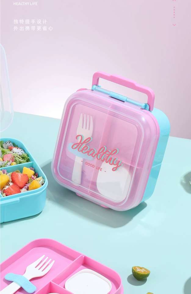 S42-6788 Double-layer lunch box Food-grade plastic divided lunch box can be put into the microwave office lunch box undefined