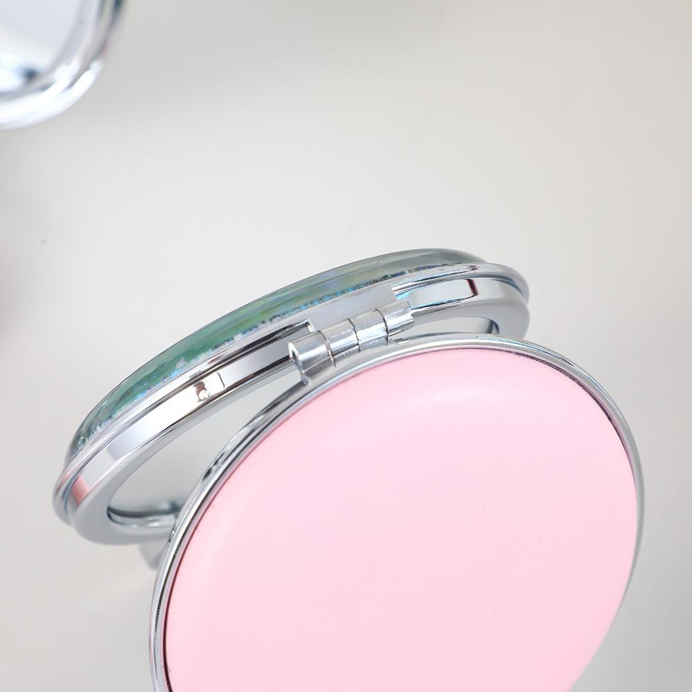 portable rabbit ear bread quicksand ethnic style series makeup mirror small double-sided foldable pocket makeup cosmetic mirror Item Picture