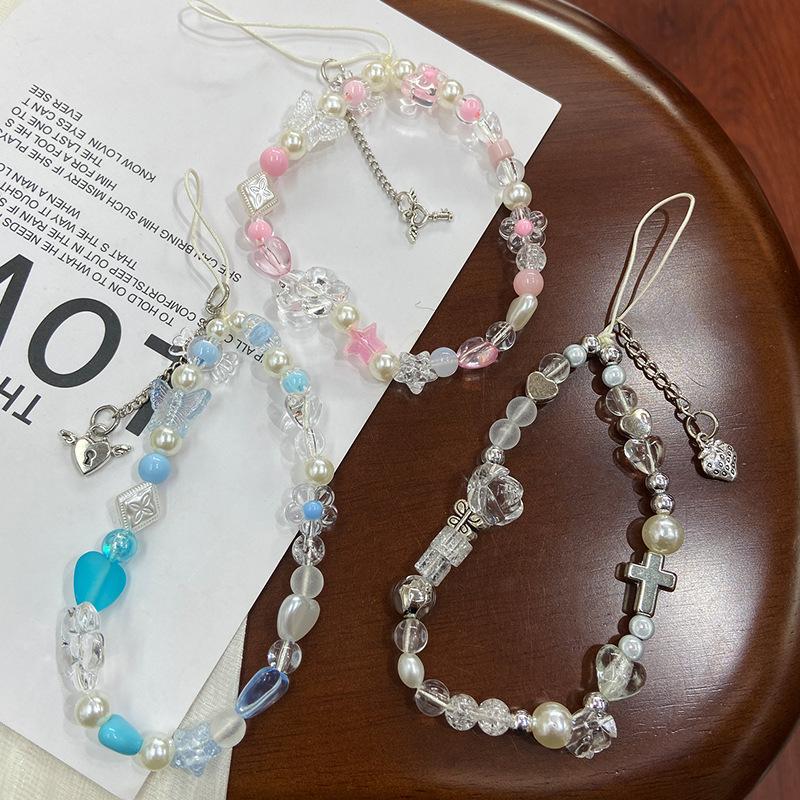 new sweet cherry blossom pink love short wrist mobile phone accessories ccd camera mobile phone chain lanyard pendant for women Specification drawing