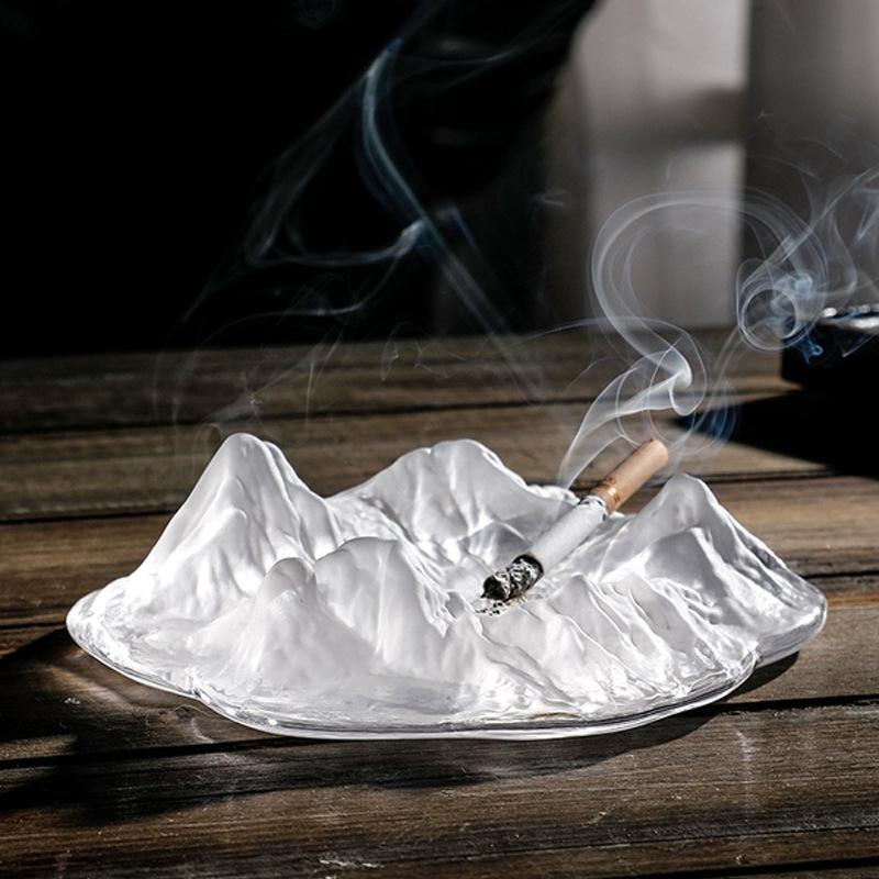 Iceberg Snow Mountain Glass Ashtray Creative Personal Household Living Room Frosted Cigar Cylinder Bar Club Decoration Wholesale details Picture