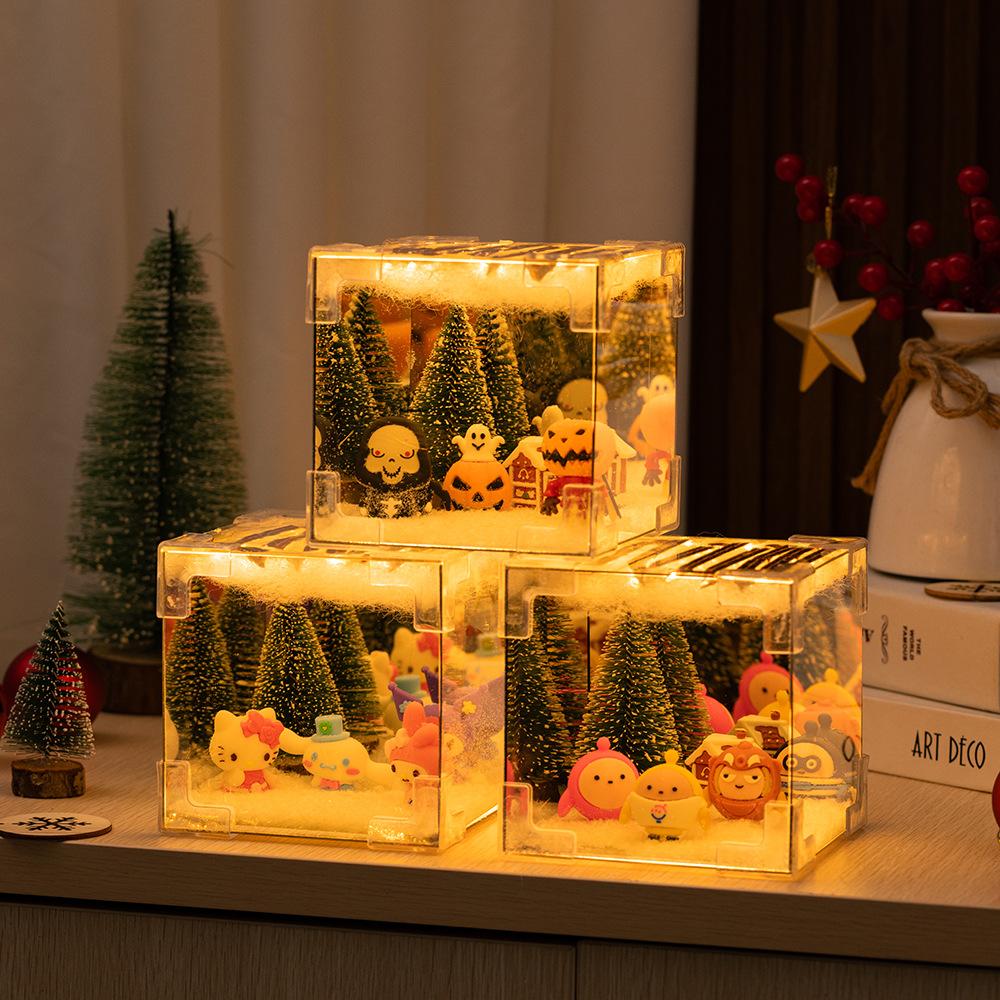 christmas cube small night lamp diy christmas party dress up halloween cube mirror small night lamp