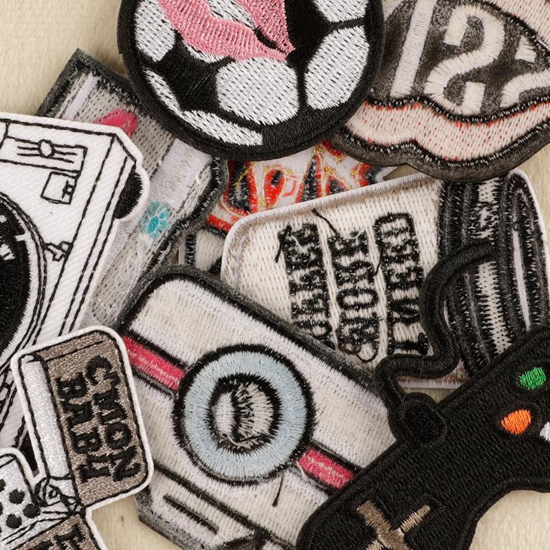 computer emboridery label camera mouth cloth label badge clothing accessories patch european and american style patch embroidered cloth stickers details Picture