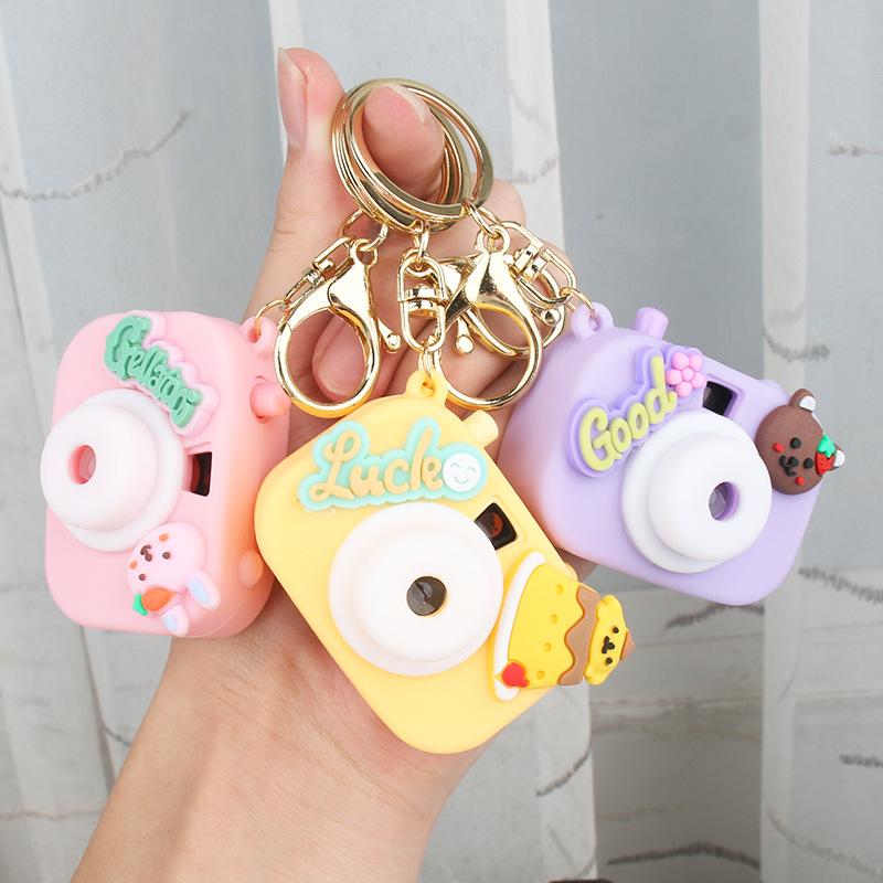 diy accessories wholesale cute cartoon camera keychain pendant pvc flexible glue three-dimensional ornament projection camera key details Picture