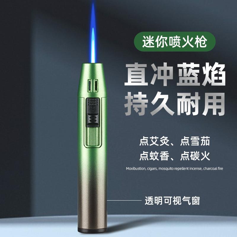 small mini-portable handheld gas lighters high temperature durable welding gun flame gun windproof cigar moxibustion charcoal fire details Picture