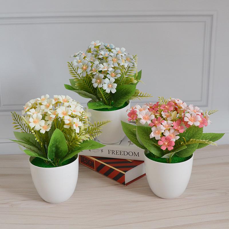 oil painting luwei bonsai artificial flower set coffee table tv cabinet display fake flower wholesale decorative artificial flower small pot plant full figure