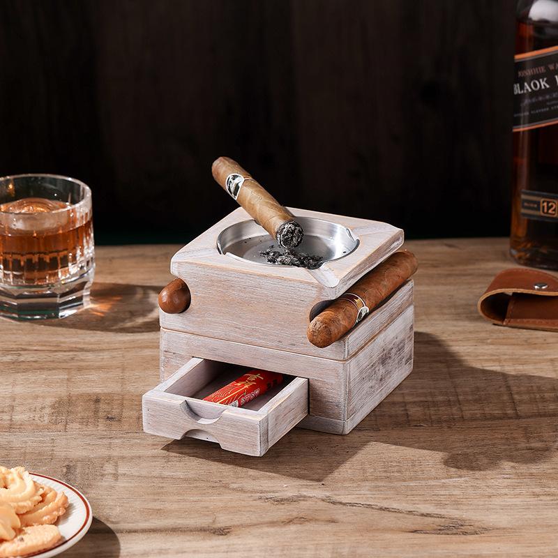 2024 new detachable creative cigar ashtray whiskey cup saucer with drawer storage practical ashtray cross-border Specification drawing