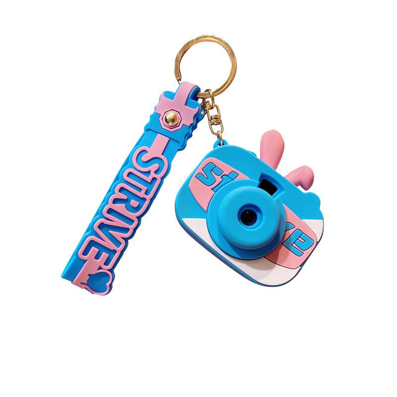 new trendy rabbit small camera luminous keychain ornaments little doll doll accessories keychain pendant gift wholesale Item Picture